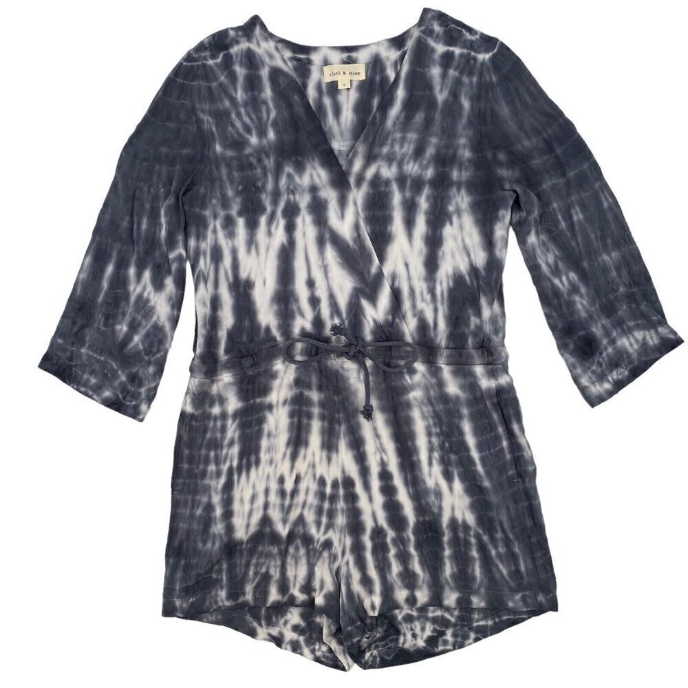 Cloth & Stone Size Small Gray White Dip Dye Romper Relaxed Lightweight Soft
